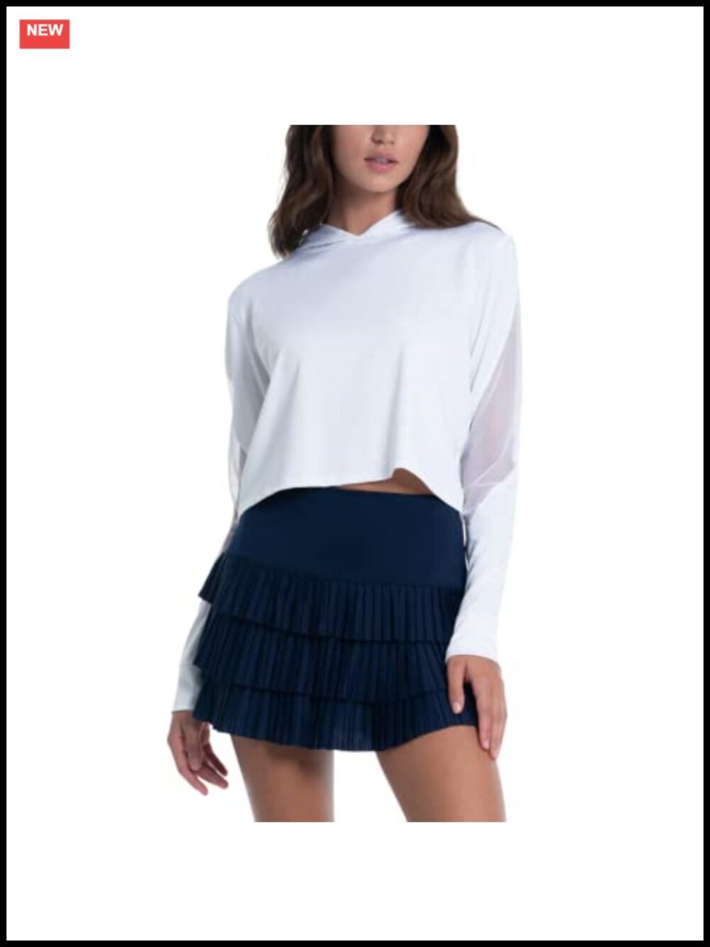 Lucky In Love Cindy Crop Hoodie Semi Fit Mesh Racing Stripe Lightweight